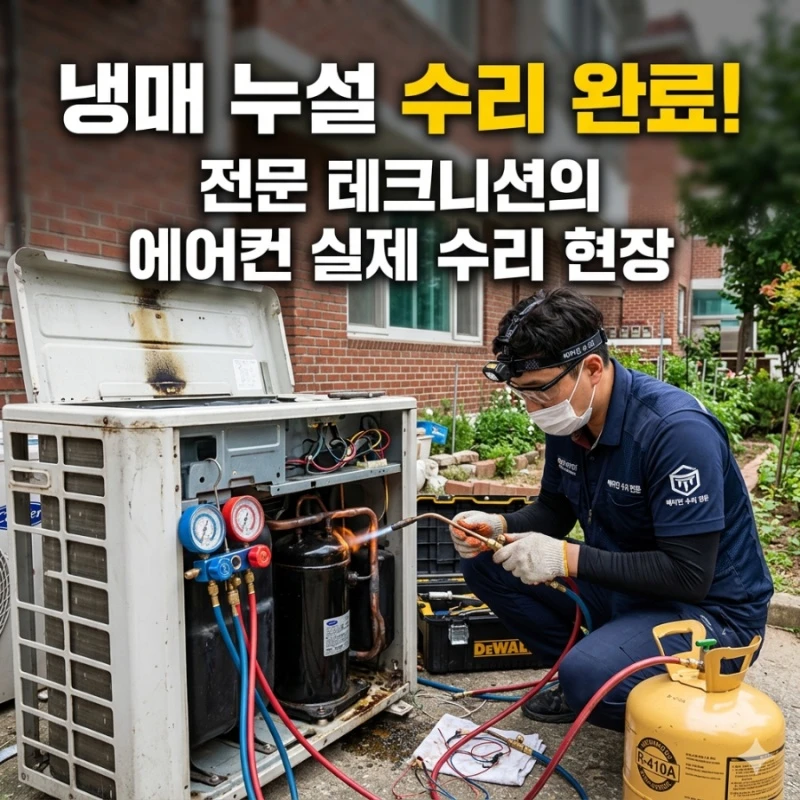 평택 시스템에어컨 냉매 누설 수리 실제 사례, 냉방 안될 때 원인 해결